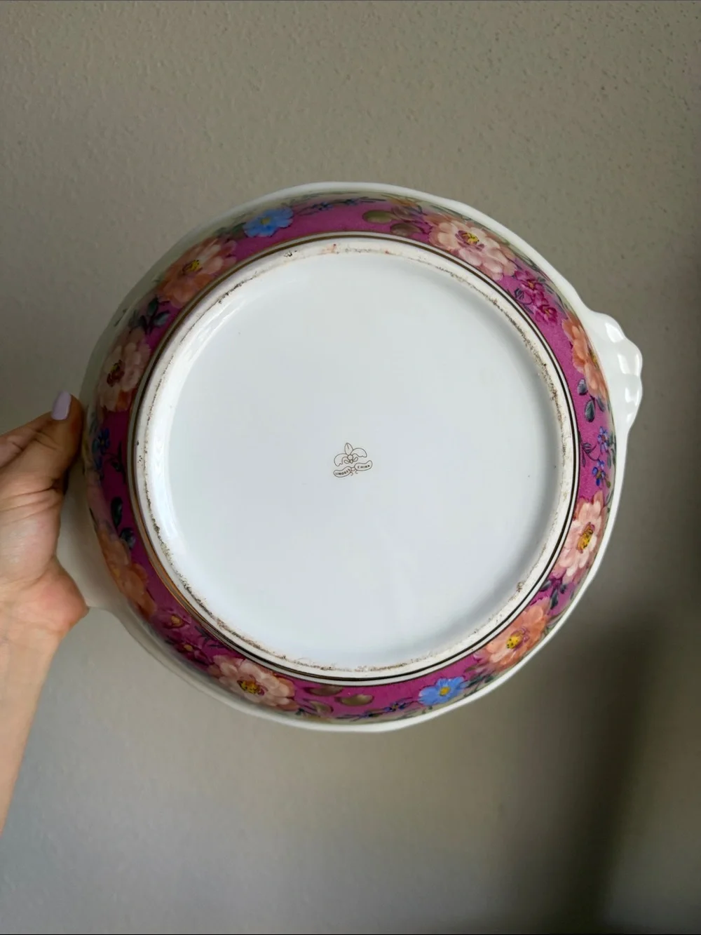 Limoges French Antique Hand Painted and Gilded Handed 10” Serving Bowl - Picture 10 of 14